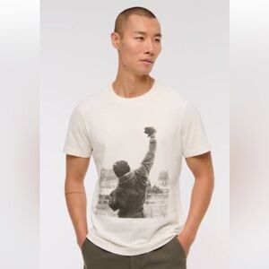 NWT Abercrombie Men's Graphic Rocky T-Shirt - Cream